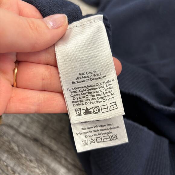 Eddie Bauer Blue Mens L Ribbed V-Neck Merino Wool Cotton Blend Sweater  Preppy - Picture 6 of 7